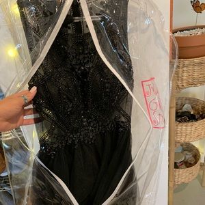 Black beaded short dance dress